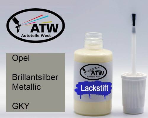 Opel, Brillantsilber Metallic, GKY: 20ml Lackstift, von ATW Autoteile West.